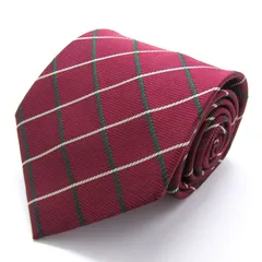 フランコバレンチノ ブランド ネクタイ チェック柄 格子柄 シルク PO メンズ ワインレッド FRANCO VALENTINO 【中古】