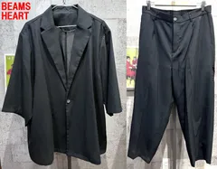 極美品 BEAMS HEART ポリエステルトロ セットアップ ブラック L メンズ ビームスハート