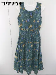 ◇ GLACIER グラシア 花柄 ノースリーブ 膝下丈 ワンピース サイズL ダークグリーン マルチ レディース  【中古】 【1109100016436】