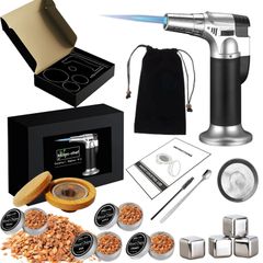 カクテルスモーカー 燻製器 家庭用 スモーク スモークマシン カクテル スモーカー スモーカー 燻製器スモーカー 燻製キット カクテルスモーカーキット 4種類の木製チップ付き 木製カクテルスモーカーキット