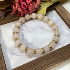 ローズクォーツ パワーストーン ブレスレット 天然石 10mm （ゴールド）メンズ・レディース　男性・女性　数珠ブレス　開運  [o]　