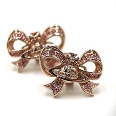 【K670】Vivienne Westwood(ヴィヴィアンウエストウッド)/ラインストーンピアス/ピンク系