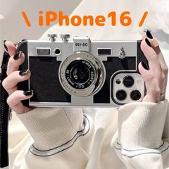 【iPhone16】レトロカメラ  ブラック　スマホ ショルダーストラップ