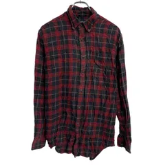 長袖 チェック ネルシャツ M レッド ブラック ボタンダウン 胸ポケット カジュアルシャツ 古着卸 アメリカ仕入 a703-6520