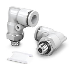 新品 TAILONZ PNEUMATIC ホワイトオスエルボ 8mmチューブ外径× m5スレッド 90°プッシュトゥコネクトフィッティング PL8-M5 (2個)