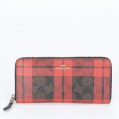 美品 コーチ チェック柄 F87719 レザー 長財布 ウォレット ラウンドファスナー ブランド メンズ レディース MCM CG26-4【中古】