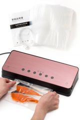家庭用 真空パック機 全3カラー  自動ワンタッチ 6in1 吸引力-60Kpa 専用袋付き フードシーラー 乾湿対応　ピンク ゴールド ブラック