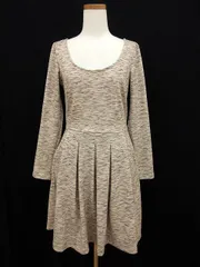 エイチ&エム H&M ワンピース ギャザー フレア 長袖 ひざ丈 総柄 S ピンク