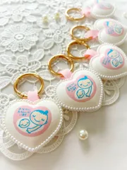再販多数♡人気No.1♡ハート型マタニティマーク♡マタニティキーホルダー♡マタニティマーク♡ハート♡チェック♡可愛い♡妊婦♡ギフト♡懐妊祝い♡両面仕様♡パール♡プチギフト♡ロゼット