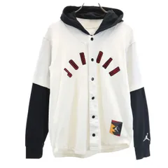 AIR JORDAN エアジョーダン 長袖 レイヤード ベースボール パーカー S ホワイト NIKE ナイキ メンズ 古着