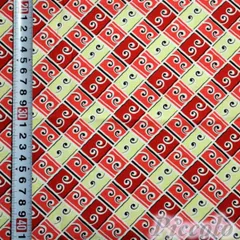 USAコットン　Anna Maria's　ナナメチェック　クリーム×レッド系　約53cm×約50cm（カット済）　FB-2508