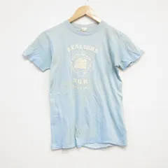 S/古着 半袖 ビンテージ Tシャツ メンズ 80s RUN コットン クルーネック 薄水色 25aug30 中古