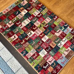 ペルシャ ギャッベ 玄関マット 本物 ロリバフ 手織り ペルシャ絨毯