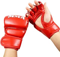 TradeWind Mixed Martial Arts Boxing Open Finger Punching Gloves Half Finger Airsoft Gloves (Red)