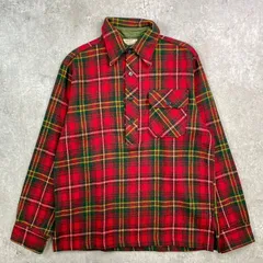70~80年代 USA製 L.L.Bean エルエルビーン プルオーバー ウール タータンチェックシャツ メンズL相当 