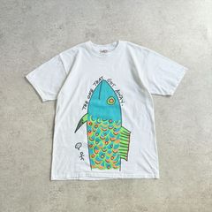 90s GRAVITY GRAPHICS JEF SHARP Big Fish Printed T-shirt グラビティグラフィックス ビッグ フィッシュ アート 魚 Tシャツ