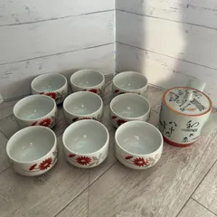 九谷焼　急須　湯呑　10点　まとめセット　赤絵　金彩　昭和レトロ　茶道具　アンティーク