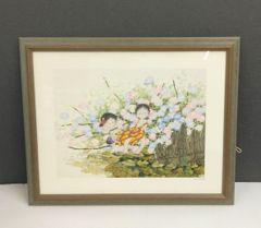 版画 額装品 土田穰 ウサギとリス ジクレー 限定品 可愛い インテリア
