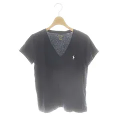 ポロ ラルフローレン POLO RALPH LAUREN ロゴ刺繍 VネックTシャツ カットソー 半袖 M ネイビー /ES ■OS ■SH