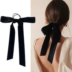 【人気商品】ヘアゴム ヘアゴム 蝶々結び 可愛い リボン リボン 髪飾り パーティー ベルベット ヘアアクセサリー 誕生日 おしゃれ 発表会用 ベロアリボン (ブラック) Forahome