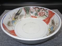 ☆古陶 古美術 時代物 伊万里 色絵 山里図 盛鉢 鉢 大どんぶり type-C