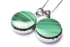 シルバー925 マラカイト(孔雀石) 18x18mm コイン ペンダントトップ 1個売り パワーストーン 天然石 _PRG2036