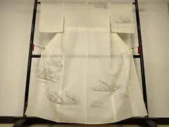 平和屋着物＊夏物　訪問着　紗紬　草花文　正絹　逸品　AAAW0809jd