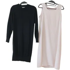 Z1515 【美品】DES PRES　デプレ　レイヤードニットワンピース　長袖　黒　ブラック　レディース　サイズ36  ウール　オシャレ　着回し　人気完売