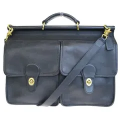 【中古】 コーチ COACH オールド ブリーフケース ビジネスバッグ ハンド ショルダー 2WAY ブラック フルレザー メンズ 5279 05HD664