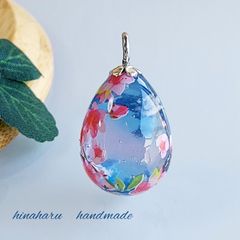 たまご空ネックレス(夕暮れ＊桜)