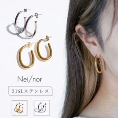 nei/nor ピアス レディース リング シンプル 金属アレルギー対応 【Nei/nor】（ネイナー） 大人ピアス シルバー ゴールド 316L ステンレス PVD コーティング ピアス レディース 韓国ピアス【nnp-0002】【ピアス】