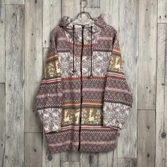 G4000 総柄 フーディー フルジップ フリース ジャケット L