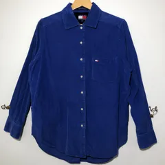 TOMMY HILFIGER トミーヒルフィガー 長袖シャツ ボタンダウンシャツ コーデュロイ ワンポイントロゴ 小さめ ビンテージ 90's フィリピン製 メンズ 1990年代 ブルー