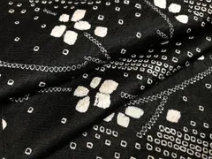 平和屋着物●上質な小紋　絞り　枝花文　黒地　正絹　逸品　AAAZ5072ph