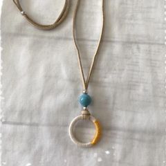 めがねホルダー　首掛けグラスホルダー　【フラワーなし】イエロー　ハンドメイド