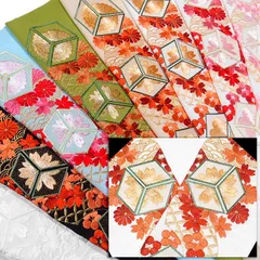 半襟 刺繍 半衿 振袖 成人式 桜 梅 菊 菱紋様 花 扇 日本製 京都 白 金 桃 赤 橙 ベージュ 抹茶 水色 黒 紫 レディース 卒業式 袴姿 フォーマル 送料無料 W22 オリジ t966 Si