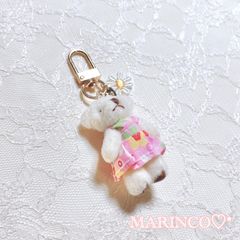 ピンク 花柄 フラワー ワンピースくまさん／ピンク(NO.1071A)