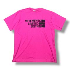 未使用品 VETEMENTS 21SS Limited Edition Big Logo Tee フロントプリント クルーネック オーバーサイズ Tシャツ ヴェトモン XL ピンク UE51TR810P XL GF3274