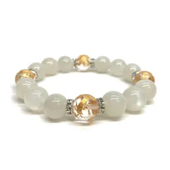 12mm 四神獣金彫水晶×ムーンストーン パワーストーン ブレスレット天然石 運気上昇 開運 お守り 青龍 白虎 玄武 朱雀 6月誕生石 （シルバー）メンズ・レディース　男性・女性　数珠ブレス　開運  [6]