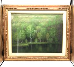 日本画 飯塚栖圃 からまつ林 共シール 額装 絵画 - メルカリ