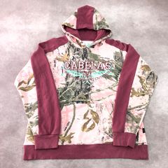 Cabela's カベラス ロゴ 刺繍 プリント 枯葉 リアルツリーカモ パーカー フーディ カモフラ柄 迷彩柄 総柄 ミリタリー 古着 USED Vintage ヴィンテージ