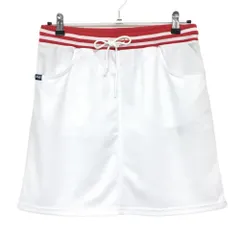 フィラゴルフ スカート 白×レッド ウエストボーダー 地模様 紙タグ付き  レディース L ゴルフウェア FILA GOLF