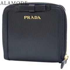 PRADA 二つ折り 財布 ヴィッテロムーブ ロゴ コンパクトウォレット 黒 PRADA プラダ VITELLO MOVE ヴィッテロムーブ 二つ折り財布