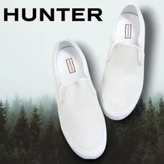 HUNTER ハンター ORIGINAL CANVAS PLIMSOLL 撥水 キャンバス生地 ローカット スリッポン スニーカー シューズ レインシューズ WFF1004CNV 定1.4万 ホワイト ▲013▼10624k05