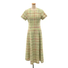 【美品】  SEVEN TEN by MIHO KAWAHITO / セブンテンバイミホカワヒト | 2023SS | ツイードフィット フレア ハーフスリーブ ワンピース | S | グリーン | レディース