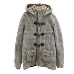バーク イタリア製 中綿 ニット ウールジャケット L グレー BARK フード ダッフル メンズ 【中古】  【231014】