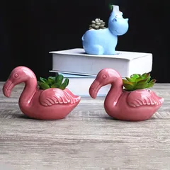 鉢植え 植木鉢 プランター プラントポット フラワーポット 花瓶 ガーデニング セラミック 屋内 屋外 室内 インテリア 庭 玄関 フラミンゴ 多肉植物 サボテン ミニサイズ 可愛い ミニチュア ピンク