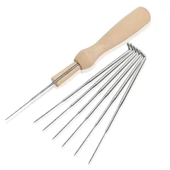 Frcolor フェルト針 フェルトニードル針 羊毛フェルトツール DIY 手芸制作 基本入門キット フェルトツール フェルティングニードル 手芸制作セット 木製ハンドル 7本針 ニードル 針 裁縫ツール 1