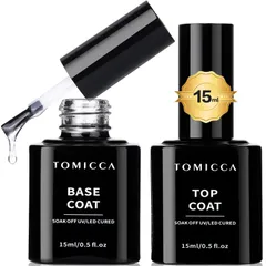 TOMICCA ジェルネイル トップコート ベースコート 15ml 2本セット ノンワイプ 拭き取り不要 大容量 UV/LED対応のサムネイル