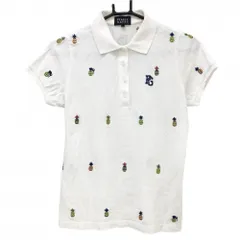 パーリーゲイツ 半袖ポロシャツ 白×マルチカラー パイナップル刺しゅう総柄 レディース 0(S) ゴルフウェア PEARLY GATES